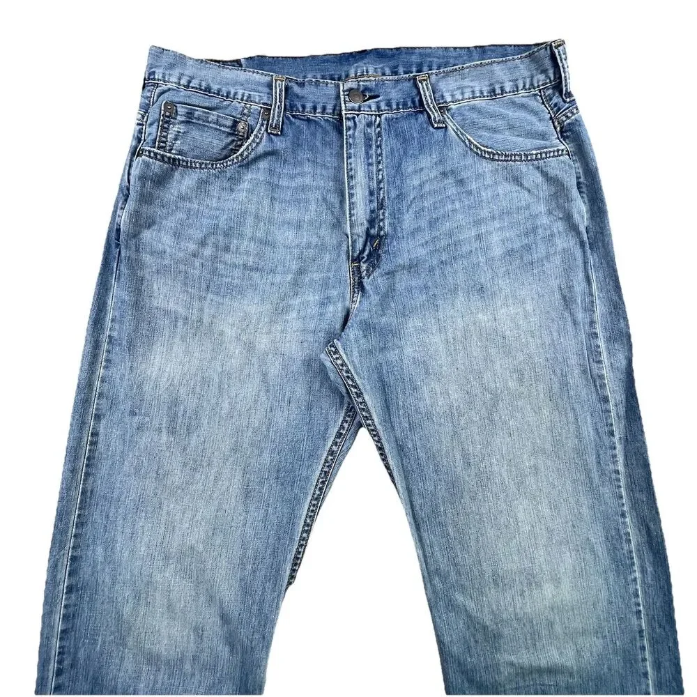 Levis 569 Jeans Mens 36x34 Blue Denim Light Wash Loose Straight Baggy Y2K